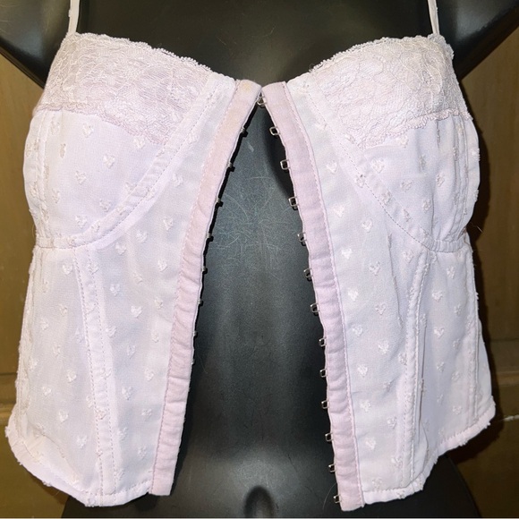 La Hearts Light Pink Adjustable Sexy Lace Corset Sleeveless Sexy Crop Top Size M - Picture 7 of 13